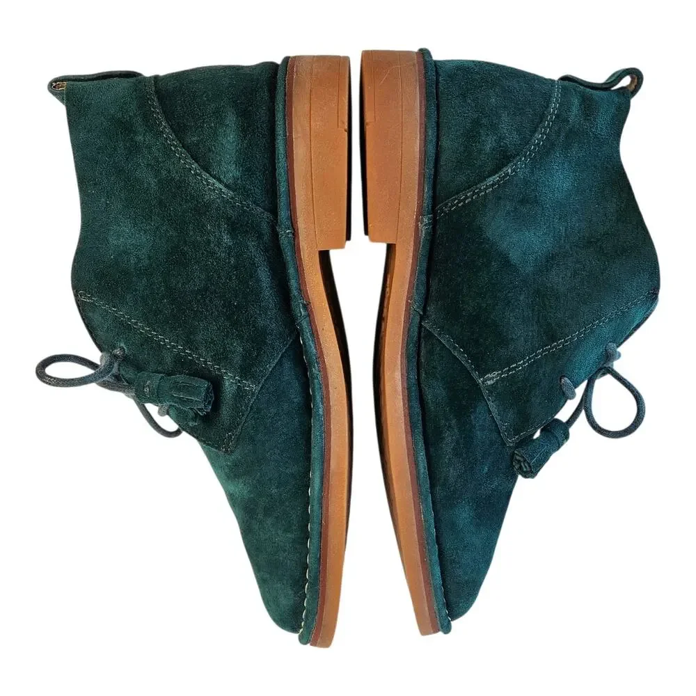 HUSH PUPPIES Cyra Catelyn Chukka Boots Women 7 Suede Dark Teal Green Tassels